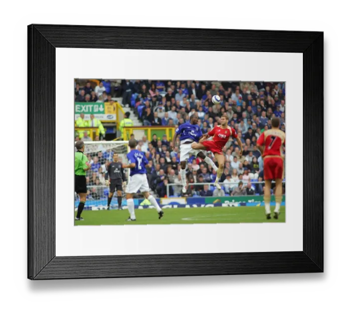 Framed Print : Soaring High: Joseph Yobo's Dominant Height Over Portsmouth in Everton FC Framed Print : Soaring High: Joseph Yobo's Dominant Height Over Portsmouth in Everton FC