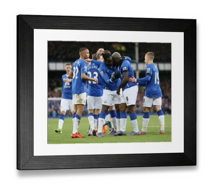 Framed Print : Everton's Lukaku Scores Brace: 2-0 Lead over Aston Villa (Premier League)