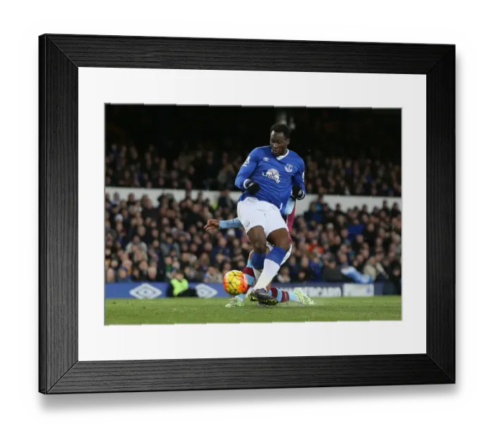 Framed Print : Everton's Romelu Lukaku Nets Fourth Goal vs. Aston Villa at Goodison Park, Barclays Premier League Framed Print : Everton's Romelu Lukaku Nets Fourth Goal vs. Aston Villa at Goodison Park, Barclays Premier League