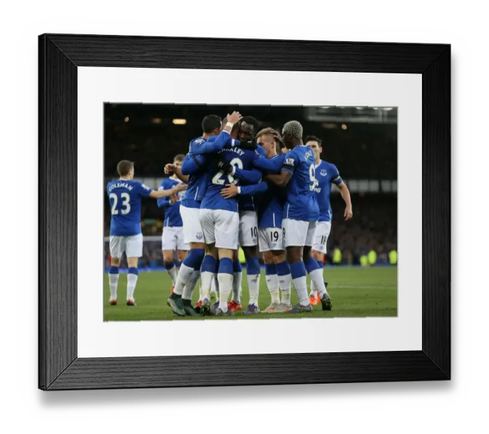 Framed Print : Everton's Romelu Lukaku Celebrates Second Goal Against Aston Villa in Premier League