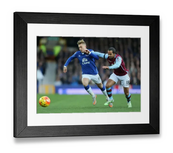 Framed Print : Intense Rivalry: Deulofeu vs. Richards - Everton vs. Aston Villa's Battle for Ball Possession