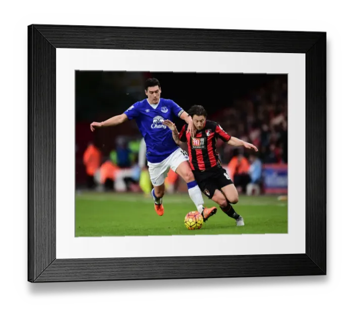 Framed Print : Intense Rivalry: Arter vs. Barry - Battle for the Ball in Premier League Clash (Everton vs. AFC Bournemouth) Framed Print : Intense Rivalry: Arter vs. Barry - Battle for the Ball in Premier League Clash (Everton vs. AFC Bournemouth)