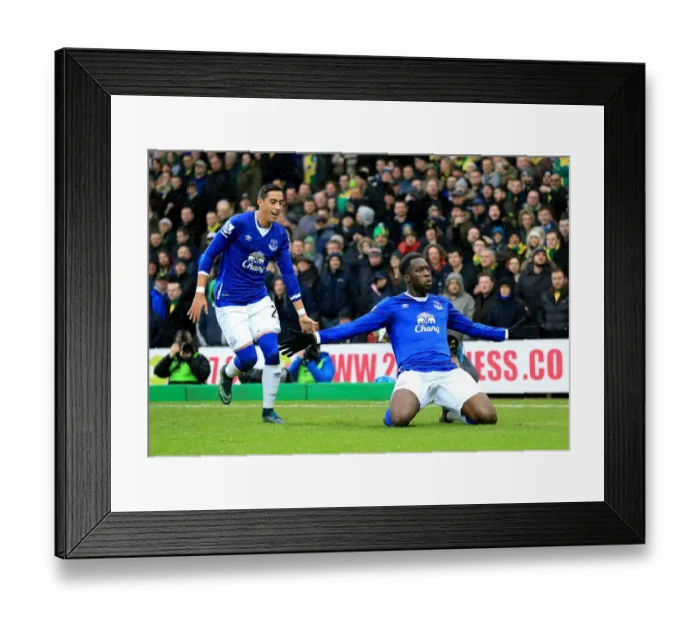 Framed Print : Lukaku Strikes: Everton's First Goal in Premier League Victory over Norwich City