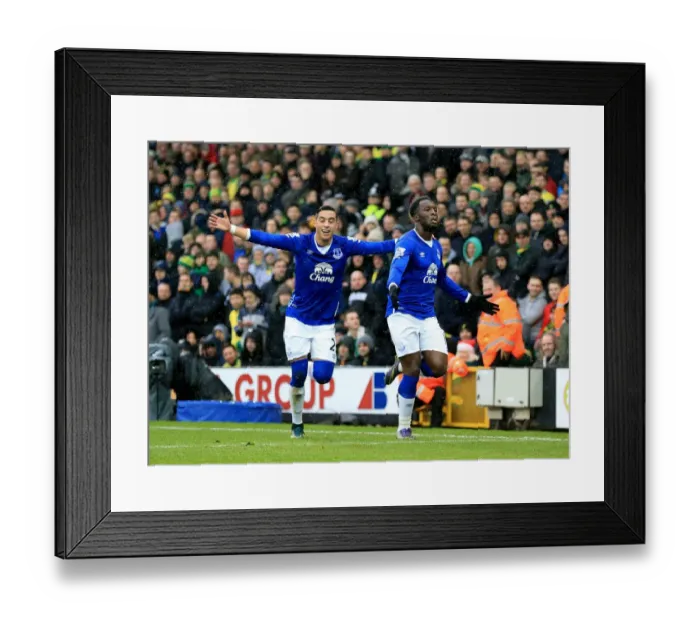 Framed Print : Lukaku's Strike: Everton's First Goal Against Norwich City in Premier League Framed Print : Lukaku's Strike: Everton's First Goal Against Norwich City in Premier League