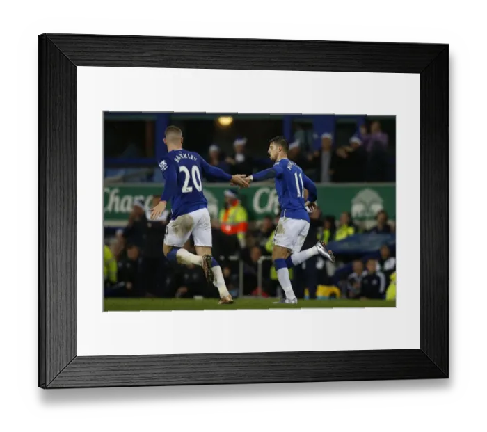 Framed Print : Mirallas and Barkley in Unison: Everton's Thrilling Goal Celebration vs. Leicester City Framed Print : Mirallas and Barkley in Unison: Everton's Thrilling Goal Celebration vs. Leicester City