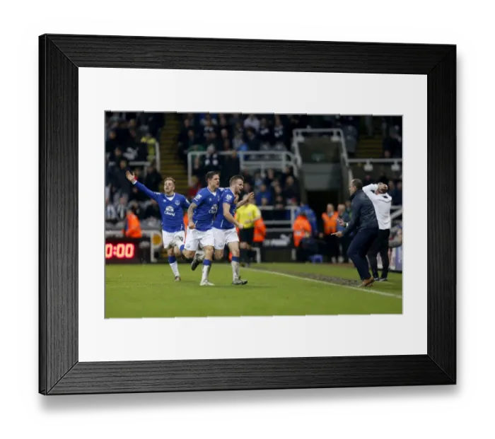 Framed Print : Thrilling Moment: Cleverly and Besic's Euphoric Goal Celebration for Everton at St James Park Framed Print : Thrilling Moment: Cleverly and Besic's Euphoric Goal Celebration for Everton at St James Park