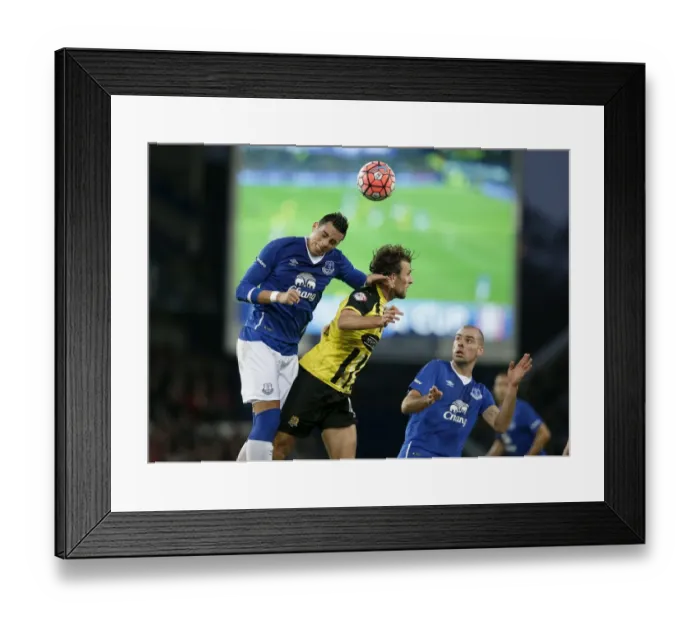 Framed Print : Battle for the Ball: Funes Mori vs. Doidge - Everton's Emirates FA Cup Clash Framed Print : Battle for the Ball: Funes Mori vs. Doidge - Everton's Emirates FA Cup Clash