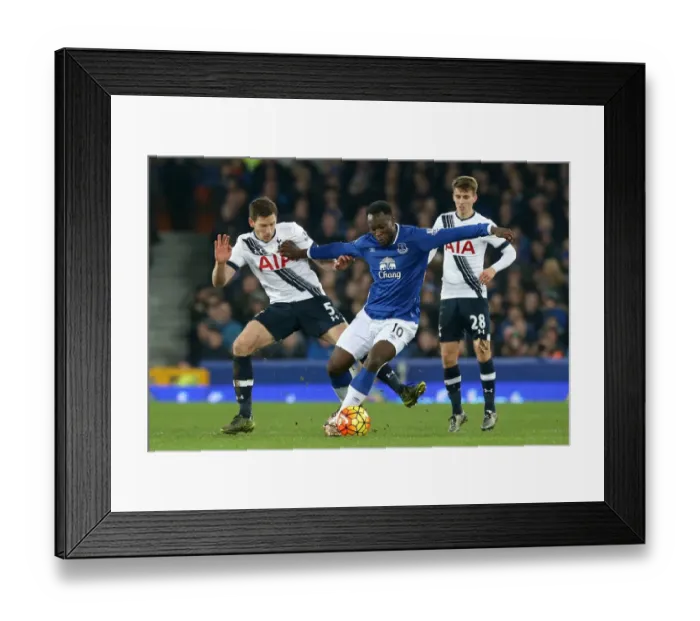 Framed Print : Everton's Lukaku Faces Off Against Vertonghen and Carroll in Intense Clash at Goodison Park Framed Print : Everton's Lukaku Faces Off Against Vertonghen and Carroll in Intense Clash at Goodison Park