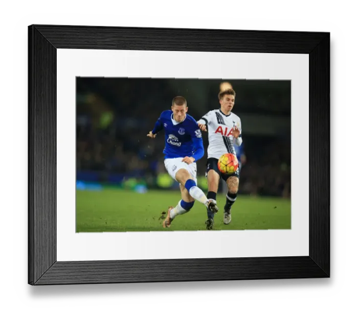 Framed Print : Battle for the Ball: Ross Barkley vs. Tom Carroll - Everton vs. Tottenham Hotspur, Premier League Rivalry