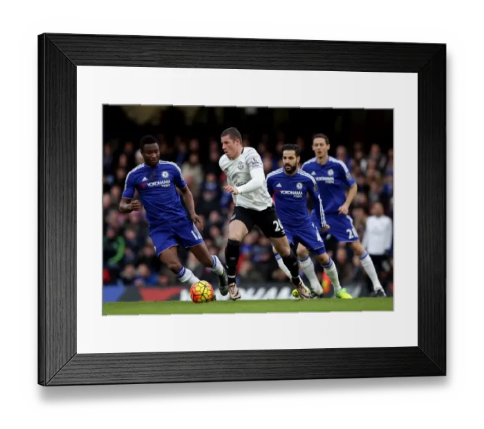 Framed Print : Escape at Stamford Bridge: Ross Barkley Slips Past Mikel and Fabregas