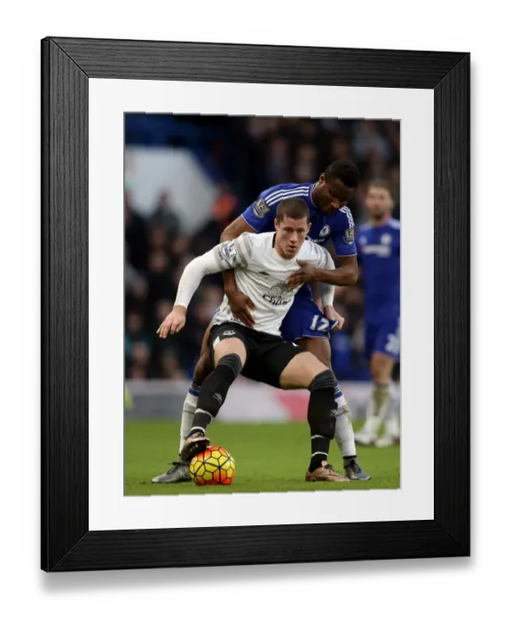 Framed Print : Clash at Stamford Bridge: A Battle for the Ball between Mikel John Obi and Ross Barkley (Premier League Showdown) Framed Print : Clash at Stamford Bridge: A Battle for the Ball between Mikel John Obi and Ross Barkley (Premier League Showdown)