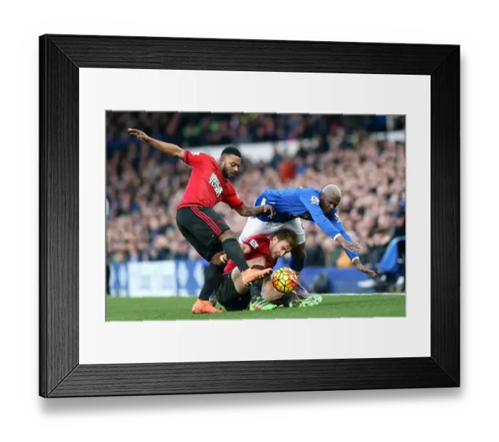 Framed Print : Intense Rivalry: Dawson vs. Sessegnon - Everton vs. West Bromwich Albion's Epic Battle for the Ball