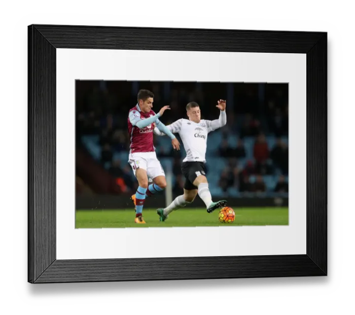 Framed Print : Battling for Control: Ross Barkley vs. Ashley Westwood - Everton vs. Aston Villa, Premier League Framed Print : Battling for Control: Ross Barkley vs. Ashley Westwood - Everton vs. Aston Villa, Premier League