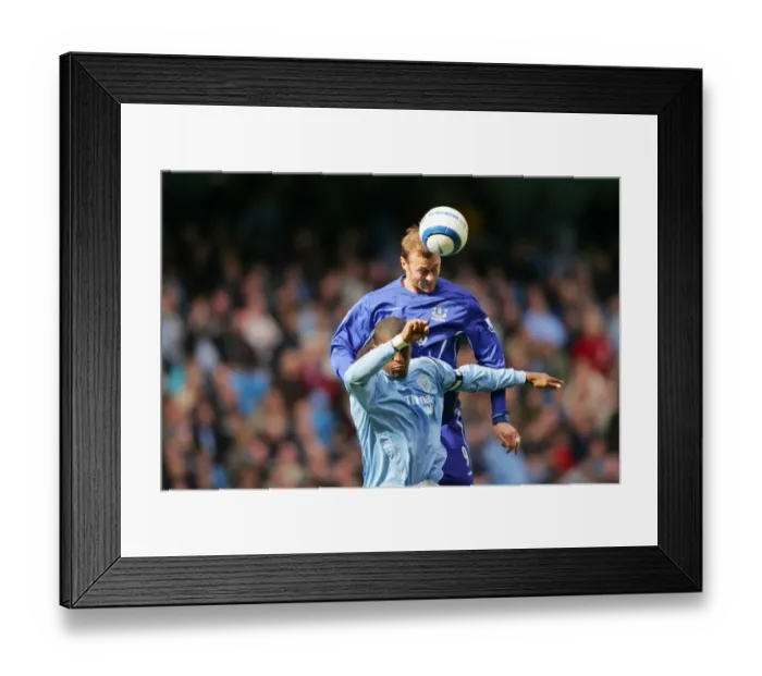 Framed Print : Ferguson's Towering Header: A Glory Moment for Everton Framed Print : Ferguson's Towering Header: A Glory Moment for Everton