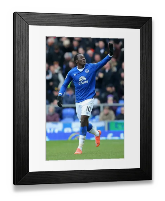 Framed Print : Everton's Romelu Lukaku Scores First Goal: Everton vs West Ham United, Barclays Premier League, Goodison Park