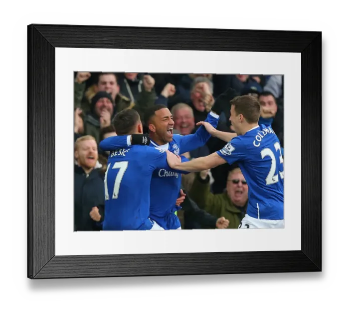 Framed Print : Everton's Aaron Lennon Scores Second Goal: Everton 2-0 West Ham United (Barclays Premier League, Goodison Park)
