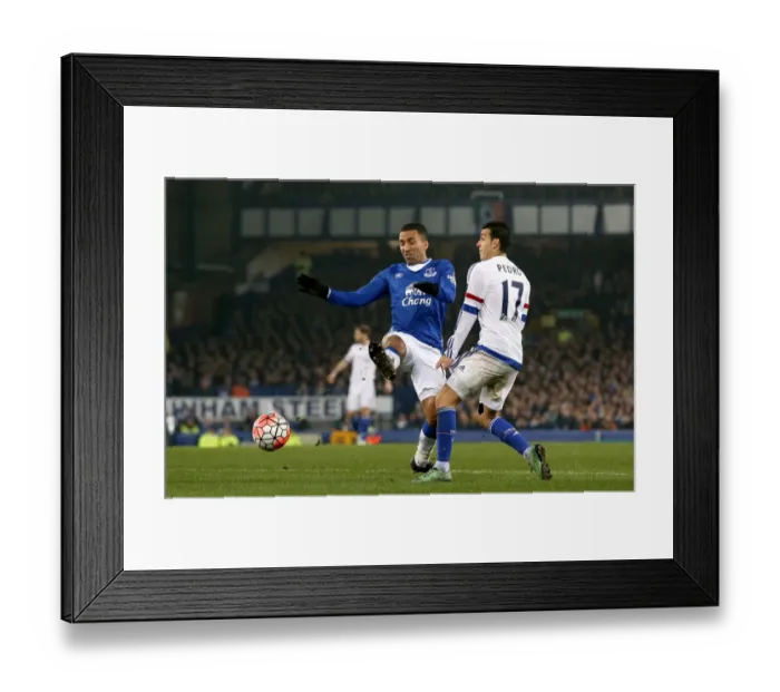 Framed Print : Everton vs Chelsea: A Battle for the FA Cup Quarter-Final Ball - Lennon vs Pedro at Goodison Park