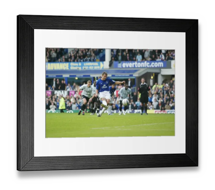 Framed Print : Beattie's Powerful Penalty: Everton Takes the Lead
