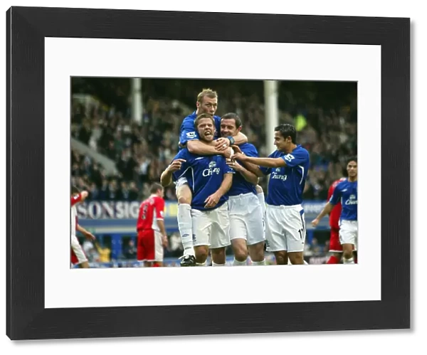 Everton's Euphoric Moment: James Beattie's Goal Celebration with Duncan Ferguson