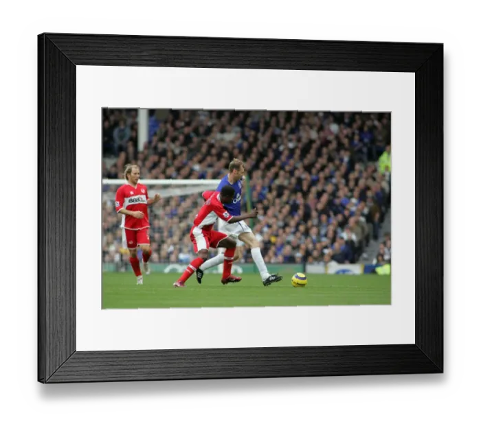 Framed Print : Everton's Ferguson Shields the Ball from Boateng: A Football Intense Moment Framed Print : Everton's Ferguson Shields the Ball from Boateng: A Football Intense Moment