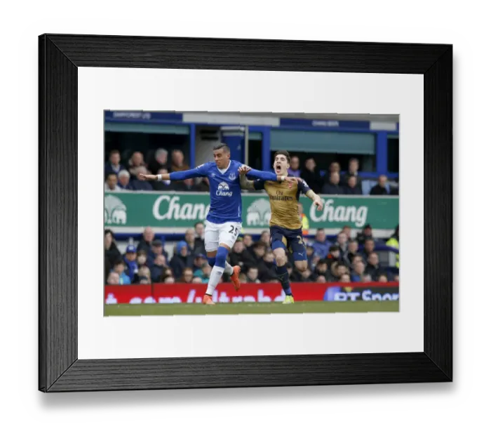 Framed Print : Clash at Goodison Park: Funes Mori vs. Bellerin Framed Print : Clash at Goodison Park: Funes Mori vs. Bellerin