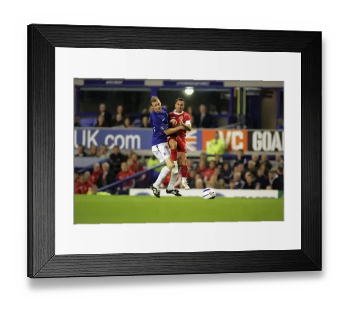 Framed Print : Duncan Ferguson: Tackling Determination Against Dinamo Framed Print : Duncan Ferguson: Tackling Determination Against Dinamo