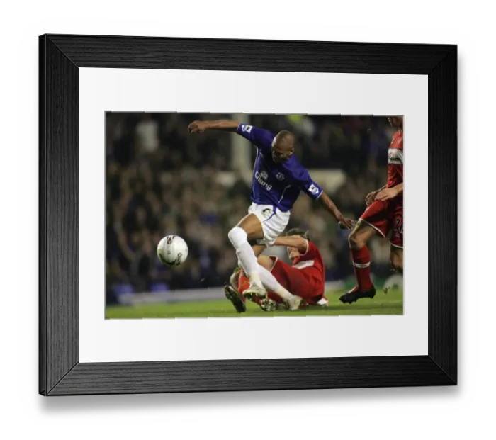 Framed Print : Marcus Bent vs. Nemeth: A Tight Tackle in Everton Football Club