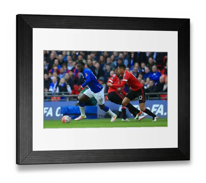 Framed Print : Intense Rivalry: Lukaku vs. Smalling - Everton vs. Manchester United in the FA Cup Semi-Finals