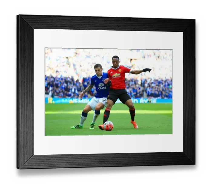 Framed Print : Battle for the Ball: Muhamed Besic vs Anthony Martial - Everton vs Manchester United FA Cup Semi-Final at Wembley Stadium Framed Print : Battle for the Ball: Muhamed Besic vs Anthony Martial - Everton vs Manchester United FA Cup Semi-Final at Wembley Stadium