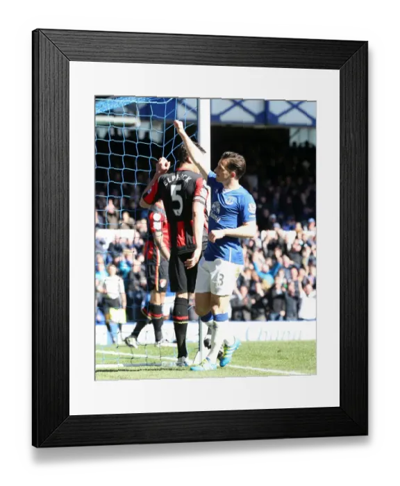 Framed Print : Leighton Baines Scores Everton's Second Goal Against AFC Bournemoth at Goodison Park Framed Print : Leighton Baines Scores Everton's Second Goal Against AFC Bournemoth at Goodison Park
