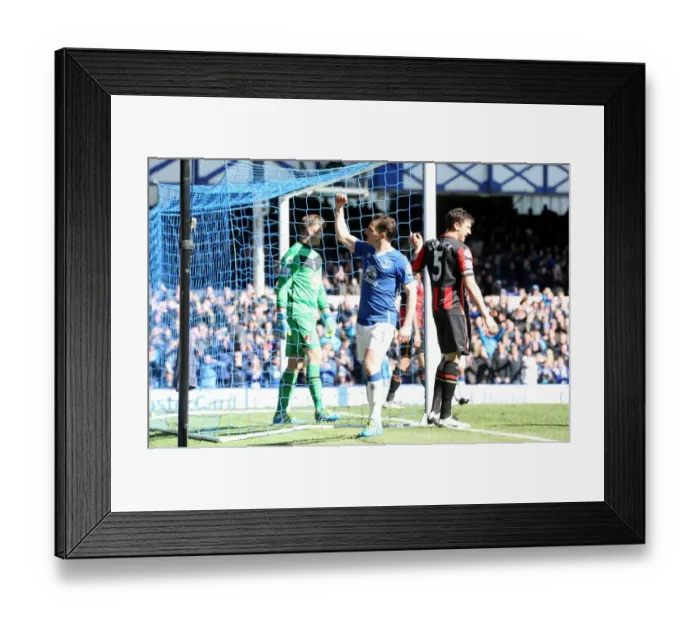 Framed Print : Leighton Baines Scores Everton's Second Goal: Everton 2-0 AFC Bournemouth (Goodison Park)
