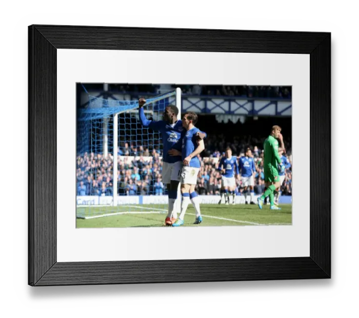 Framed Print : Everton's Double Strike: Leighton Baines and Romelu Lukaku Celebrate Goals Against AFC Bournemouth Framed Print : Everton's Double Strike: Leighton Baines and Romelu Lukaku Celebrate Goals Against AFC Bournemouth