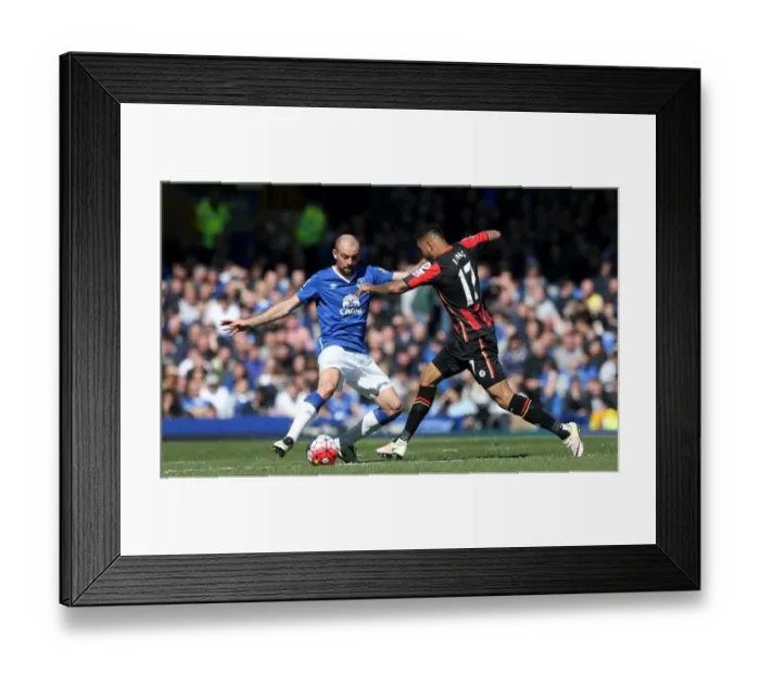 Framed Print : Everton vs AFC Bournemouth: Darron Gibson and Joshua King Clash in Barclays Premier League Match at Goodison Park