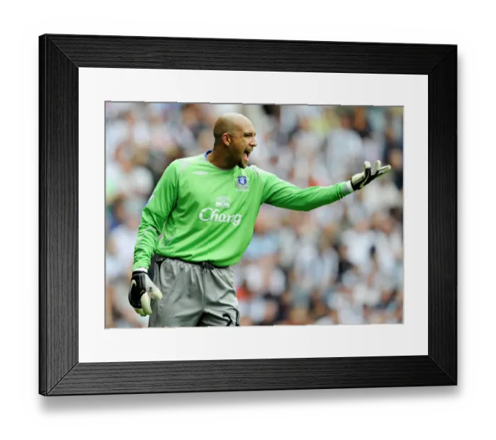 Framed Print : Tim Howard in Action: Everton vs. West Bromwich Albion, Barclays Premier League (2008) Framed Print : Tim Howard in Action: Everton vs. West Bromwich Albion, Barclays Premier League (2008)