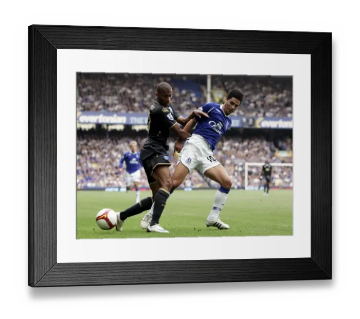 Framed Print : Mikel Arteta vs Armand Traore: Intense Clash in Everton vs Portsmouth Barclays Premier League Match Framed Print : Mikel Arteta vs Armand Traore: Intense Clash in Everton vs Portsmouth Barclays Premier League Match