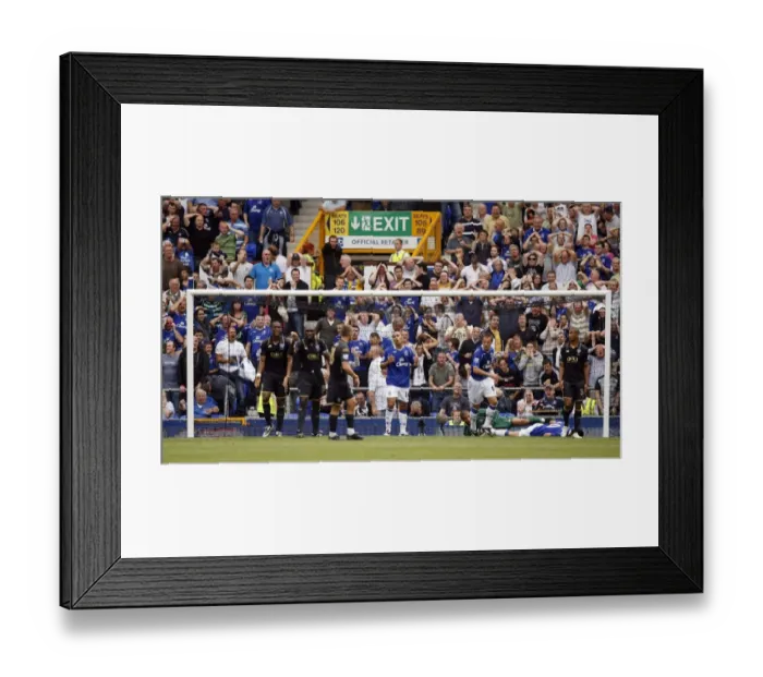 Framed Print : James Vaughan's Disappointment: Everton's Loss to Portsmouth in Barclays Premier League