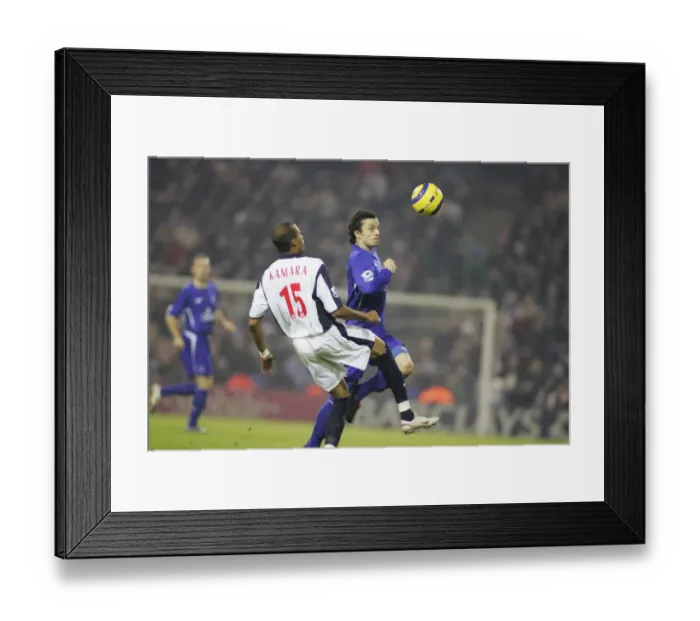 Framed Print : Everton FC: Simon Davies Outmaneuvers Diomansy Kamara with a Clever Nod Framed Print : Everton FC: Simon Davies Outmaneuvers Diomansy Kamara with a Clever Nod
