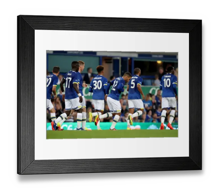 Framed Print : Everton's Aaron Lennon Celebrates First Goal Against Yeovil Town in EFL Cup Second Round at Goodison Park