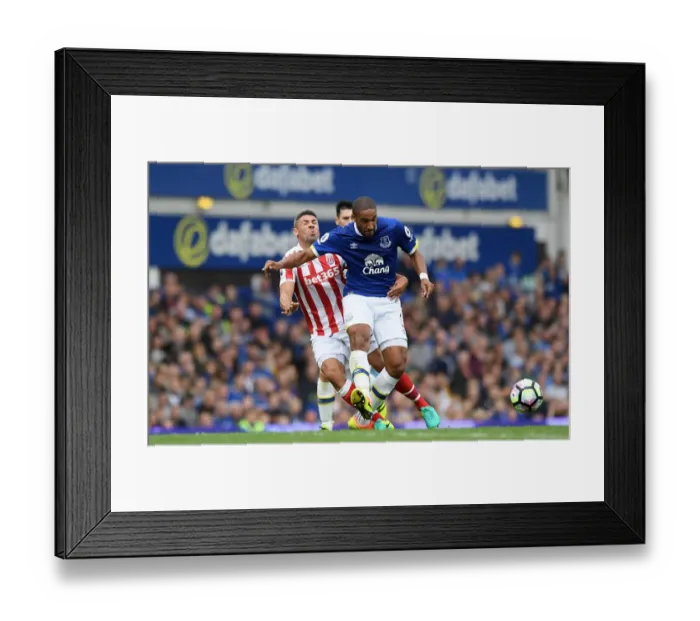 Framed Print : Everton vs Stoke City: Ashley Williams and Jonathan Walters Clash in Premier League Match at Goodison Park