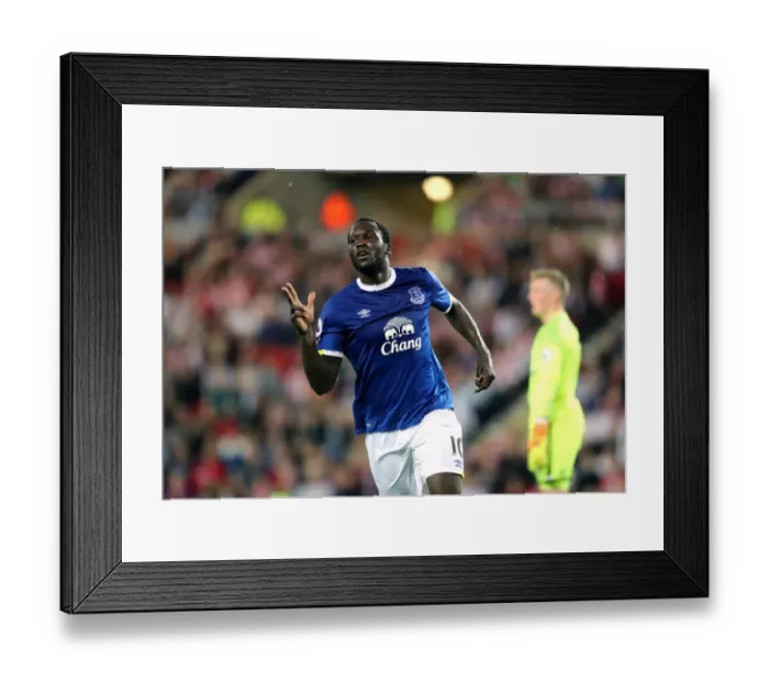 Framed Print : Everton's Romelu Lukaku Scores Hat-trick Against Sunderland at Stadium of Light Framed Print : Everton's Romelu Lukaku Scores Hat-trick Against Sunderland at Stadium of Light