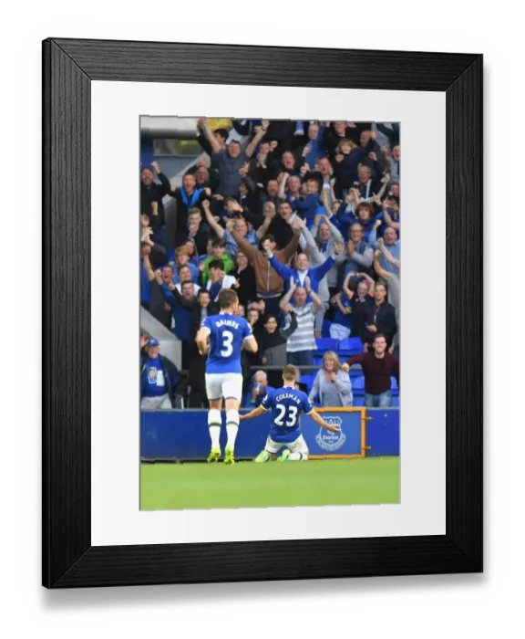 Framed Print : Seamus Coleman's Double: Everton Celebrates Second Goal vs. Middlesbrough in Premier League
