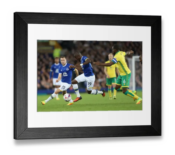 Framed Print : EFL Cup: Everton vs Norwich City - Intense Battle Between Enner Valencia and Sebastien Bassong at Goodison Park