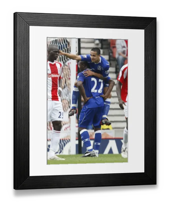Framed Print : Yakubu and Tim Cahill: Celebrating Everton's First Goal Against Stoke City, 2008 Framed Print : Yakubu and Tim Cahill: Celebrating Everton's First Goal Against Stoke City, 2008