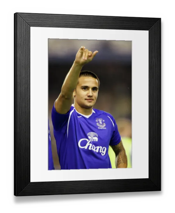 Framed Print : Tim Cahill in Action: Everton vs Standard Liege, UEFA Cup First Round First Leg, Goodison Park Framed Print : Tim Cahill in Action: Everton vs Standard Liege, UEFA Cup First Round First Leg, Goodison Park