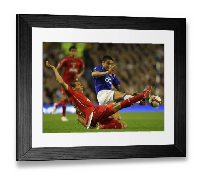 Framed Print : Tim Cahill vs Axel Witsel: A Battle at Goodison Park - Everton vs Standard Liege, UEFA Cup First Round First Leg