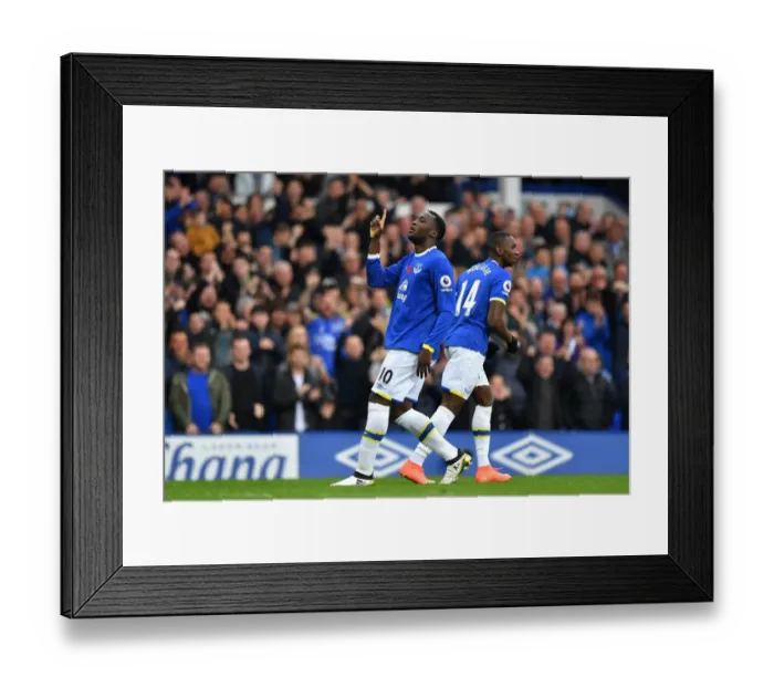 Framed Print : Everton's Romelu Lukaku Celebrates First Goal Against West Ham United at Goodison Park Framed Print : Everton's Romelu Lukaku Celebrates First Goal Against West Ham United at Goodison Park