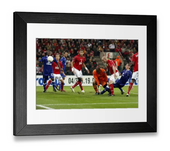 Framed Print : Phil Jagielka Scores First Goal for Everton in UEFA Cup Clash vs. Standard Liege (2008) Framed Print : Phil Jagielka Scores First Goal for Everton in UEFA Cup Clash vs. Standard Liege (2008)