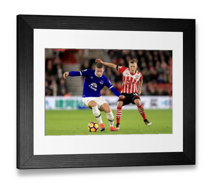 Framed Print : Battling Midfielders: Ross Barkley vs. James Ward-Prowse at St Mary's Stadium - Southampton vs. Everton, Premier League Framed Print : Battling Midfielders: Ross Barkley vs. James Ward-Prowse at St Mary's Stadium - Southampton vs. Everton, Premier League