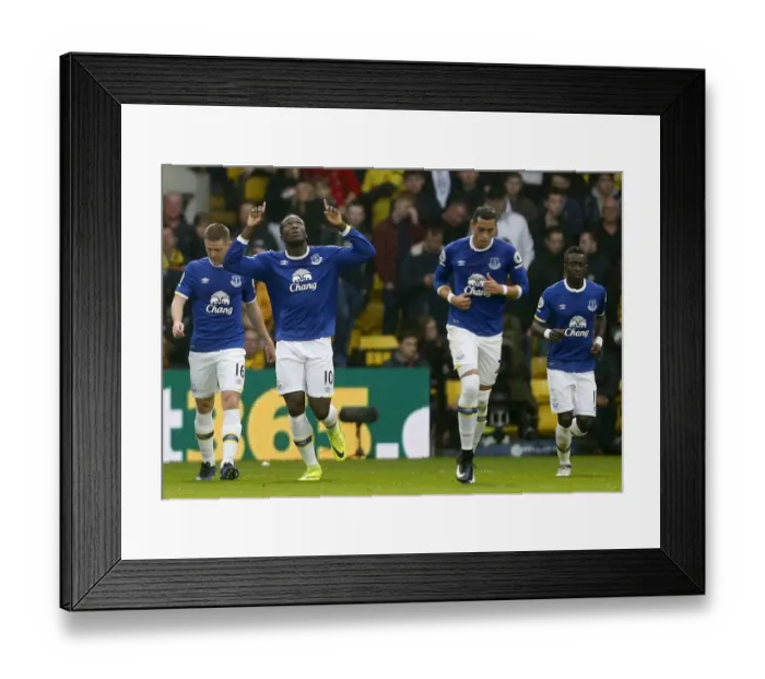 Framed Print : Romelu Lukaku Scores First Goal: Everton's Premier League Victory at Watford's Vicarage Road