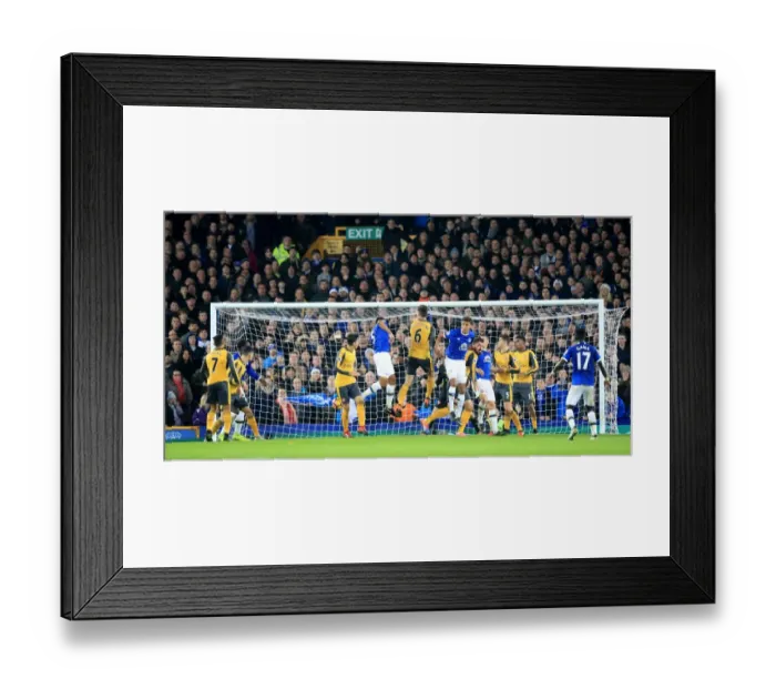 Framed Print : Ashley Williams Scores Everton's Second Goal: Everton vs Arsenal at Goodison Park, Premier League